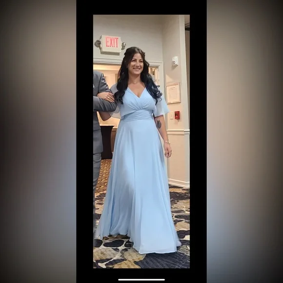 azazie sky blue bridesmaid dresses Azazie Elle Sky Blue Metallic Satin Bridesmaid Dresses